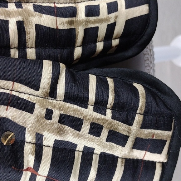 Carole Little Black Geometric Silk Collared Long Sleeve Zipper Front Jacket - Picture 11 of 15